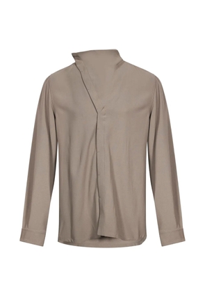 Rick Owens asymmetric-front long-sleeve shirt - Grey