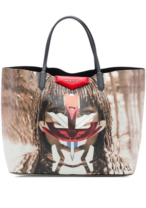 Givenchy Pre-Owned 2014 Large Textured Coated Canvas Tribal Girl Print Antigona tote bag - Brown
