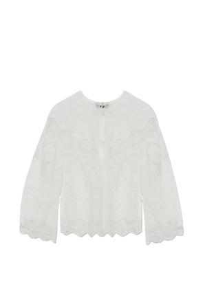 MUNTHE Valiance embroidered lace-trim blouse - White