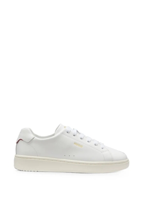 HUGO Nappa leather sneakers with gold-tone logo - White