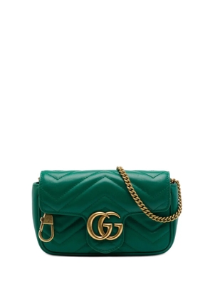 Gucci Pre-Owned 2016-2026 Mini GG Marmont Matelasse Calfskin Flap crossbody bag - Green