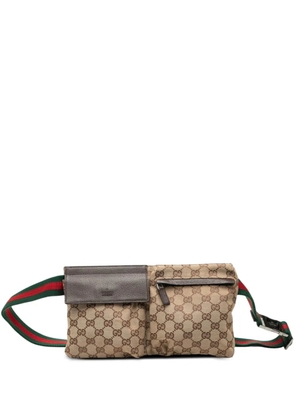 Gucci Pre-Owned 2000-2015 GG Canvas Web Double Pocket belt bag - Neutrals