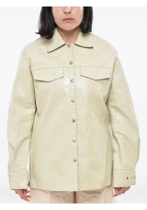 Off-White crinkled-leather shirt - Green