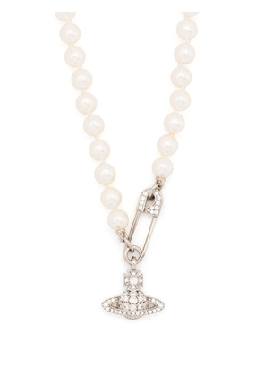 Vivienne Westwood Orb safety-pin pearl necklace - Silver