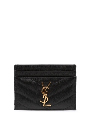 Saint Laurent Pre-Owned 2023 Chevron Grain de Poudre Cassandre card holder - Black