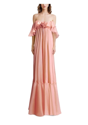 Gemy Maalouf flower-detail ruffled dress - Pink