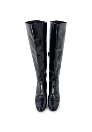 Saint Laurent Pre-Owned Glitter heel knee-high boots - Black
