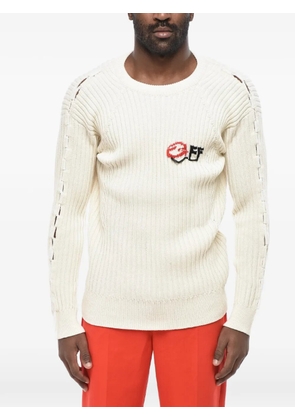 Off-White lace-up ribbed sweater - Neutrals