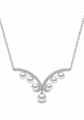 Yoko London 18kt white gold Sleek Akoya pearl diamond necklace - Silver
