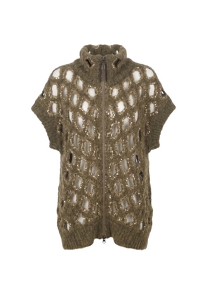 Brunello Cucinelli sequin-embellished open-knit sweater - Green
