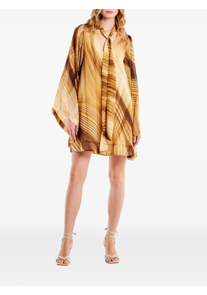 VICOLO abstract-print pussy-bow mini dress - Brown