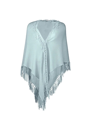MINNIE ROSE cashmere fringe shawl - Blue