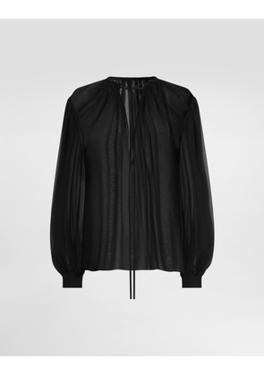 Dolce & Gabbana Silk Chiffon Top - Woman Shirts And Tops Black Silk 46
