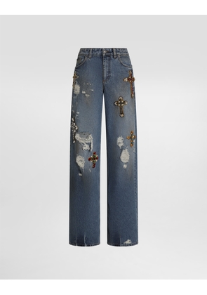 Dolce & Gabbana 5-pocket Denim Trousers With Emrboidery - Woman Denim And Jeans Multi-colored 40