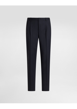 Dolce & Gabbana Wool Gabardine Trousers - Man Pants And Shorts Blue 52
