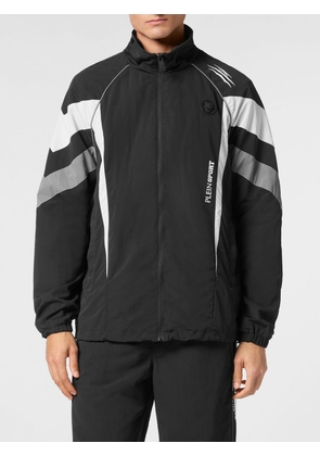 Plein Sport Water-Repellent Nylon Bomber Windbreaker with Contrast Logo