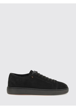 SANTONI Low-Top Suede Calfskin Sneakers with Embossed Logo