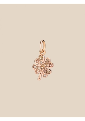DODO four-leaf clover charm in 9 kt rose gold with brown diamonds