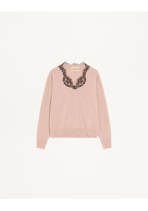 Valentino Cashmere Jumper With Lace Woman POUDRE L