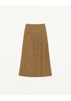 Valentino Crepe De Chine Skirt With Fauve Eclat Micromacula Print Woman ANIMAL PRINT 36