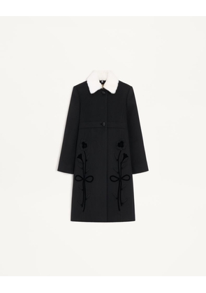 Valentino Embroidered Compact Drap Coat Woman BLACK/WHITE 38