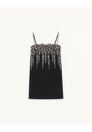 Valentino Embroidered Crepe Couture Short Dress Woman BLACK 36