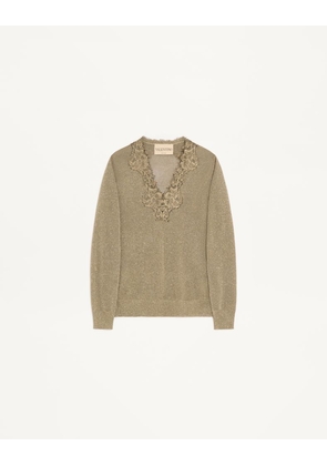 Valentino Lurex Jumper With Lace Woman GOLD L