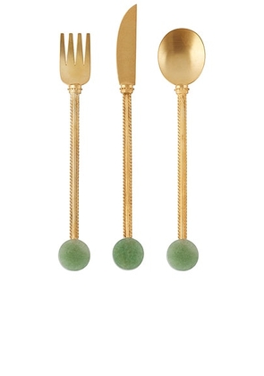 Natalia Criado Stone Cutlery Set in Silver & White - Metallic Silver. Size all.
