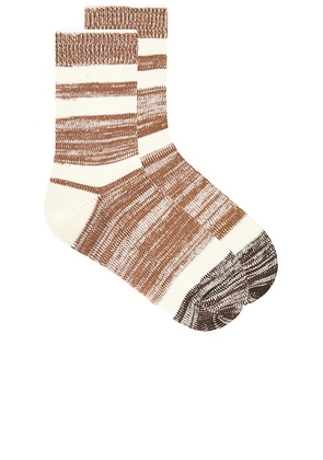 Eterne Heather Stripe Sock in Mushroom - Brown. Size all.