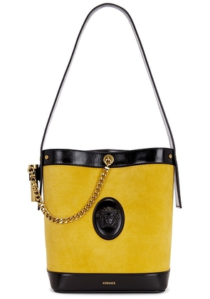 VERSACE Small Bucket Bag in Black  Mustard  & Gold - Yellow. Size all.