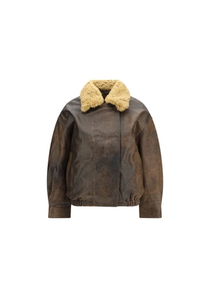 R13 Brown Lamb Ovis Aries Aries Leather Jacket - S