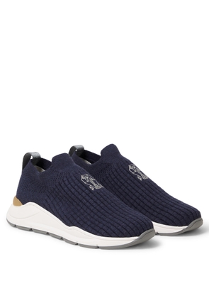 Brunello Cucinelli Kids Logo knitted slip-on sneakers
