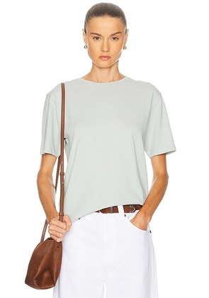 KHAITE Mae Short Sleeve Tee in Ice Blue - Sage. Size XS (also in ).