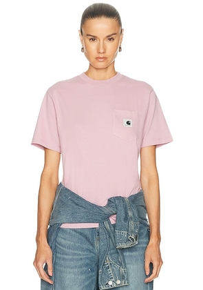 Carhartt WIP Short Sleeve Pocket T-Shirt in Hortensia - Pink. Size XS (also in S, M, L).