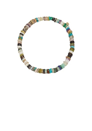Sydney Evan Small Cocktail Eternity Bracelet in Yellow Gold  Diamond  & Rainbow Heishi Bead - Green. Size all.