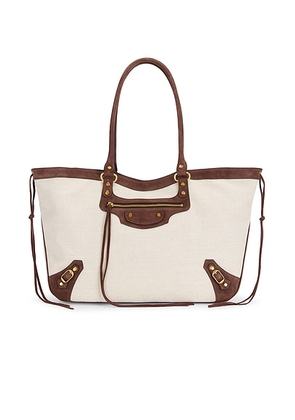 Balenciaga Le City Medium Beach Tote Bag in Natural & Light Espresso - Brown. Size all.