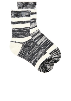Eterne Heather Stripe Sock in Heather Charcoal - Blue. Size all.