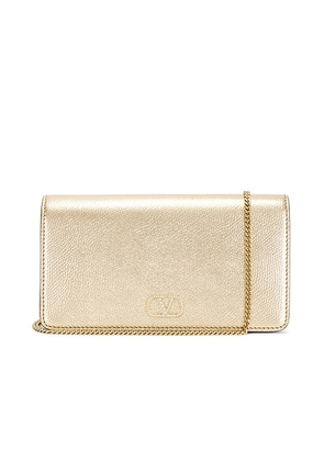 Valentino Garavani Vlogo Signature Mini Bag in Mekong & Crystal - Metallic Gold. Size all.