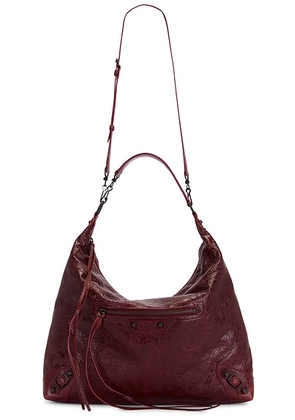 Balenciaga Le City Medium Hobo Bag in Berry Red - Brick. Size all.