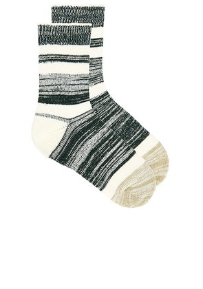 Eterne Heather Stripe Sock in Forest - Green. Size all.