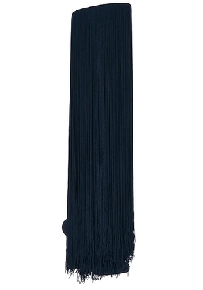 ALAÏA Fringe High Sock in Minuit - Navy. Size all.
