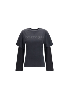 Courrèges Black Cotton T-Shirt - M