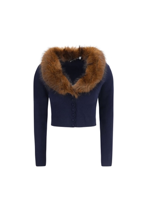 Self-Portrait Blue Wool Oves Aries Cardigan - L