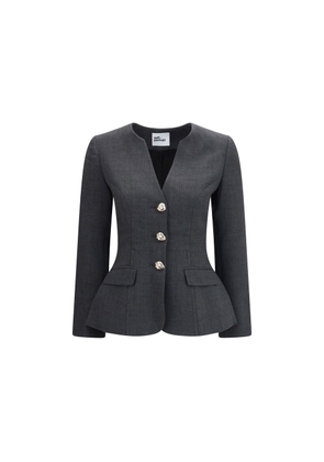Self-Portrait Gray Polyester Full-Length Jacket - 10