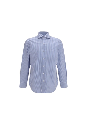 Finamore Blue Cotton Pattern Shirt - 39