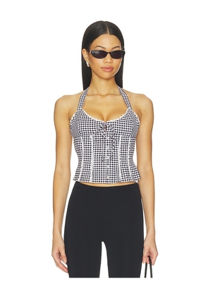 GUIZIO Marini Gingham Corset Top in Black & White. Size XXS. Also in XS, S, M, L.