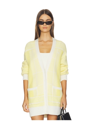 Lacoste Jacquard Graphique Cardigan in Yellow,White. Size 32. Also in 34, 36, 38, 40, 42.