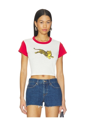 Kenzo Jumping Tiger Cropped T-shirt in White. Size XS. Also in S, M, L.
