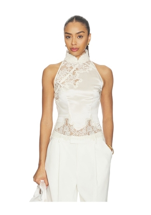 SAU LEE Elva Satin Top in White. Size 2. Also in 4, 6, 8, 00, 0, 10, 12.