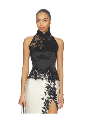 SAU LEE Elva Satin Top in Black. Size 2. Also in 00, 0, 4, 6, 8, 10, 12.